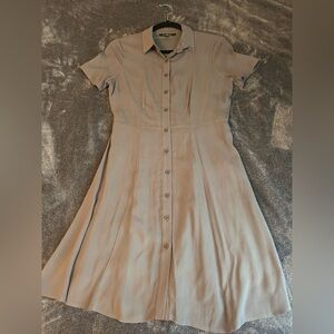Elegant Tan Button-Up Dress